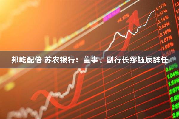 邦乾配倍 苏农银行：董事、副行长缪钰辰辞任